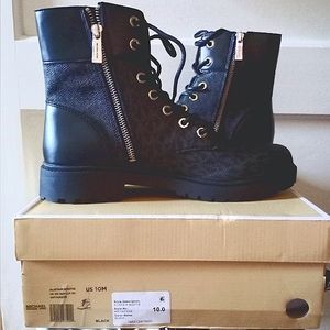 Black Michael Kors Combat Boots Size 10